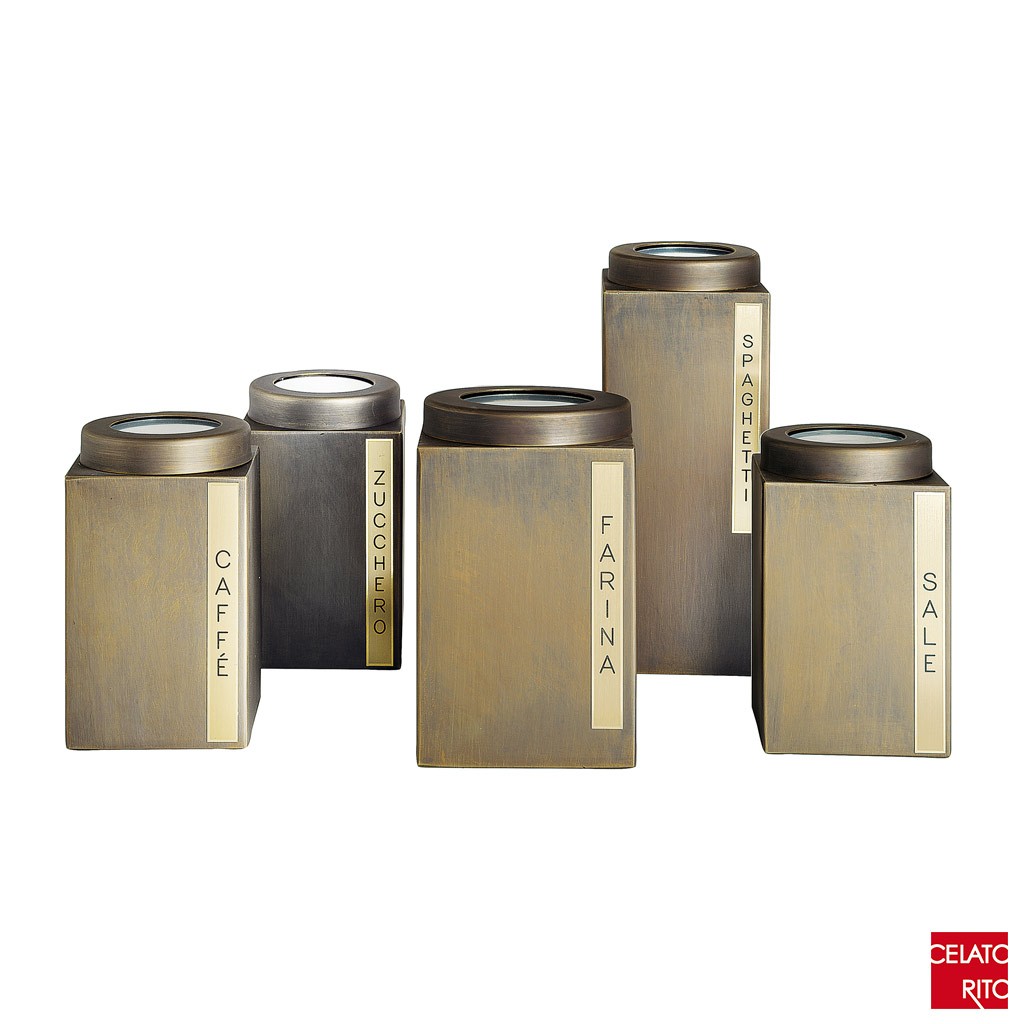 Aluminium and brass spice racks SPEZIE collection